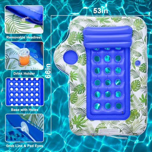 Large Pool Lounger Floats - Inflatable Pool Chair Floating for Adult Pool Floaties and Recliner with Backrest for Lake Float Beach Party