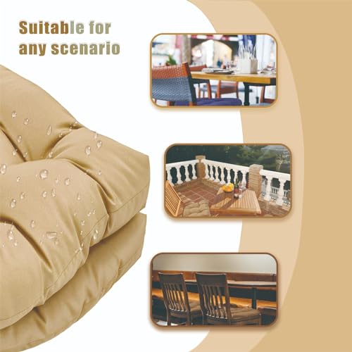 Indoor/Outdoor Seat Patio Cushion, Tufted Chair Seat Cushion, Weather and Fade Resistant Wicker Chair Cushion, Round Corner 19