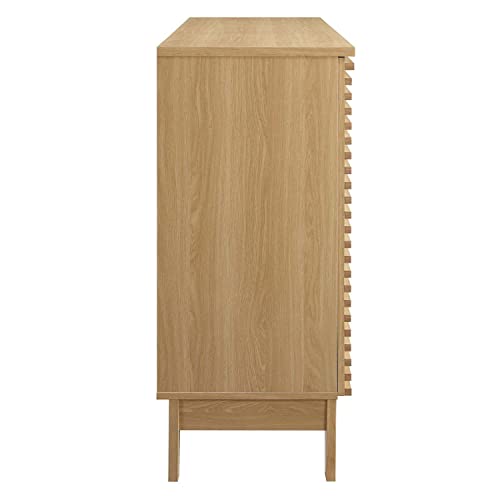 Modway Render Mid-Century Modern Wine Bar Cabinet in Oak, 17 x 46 x 37