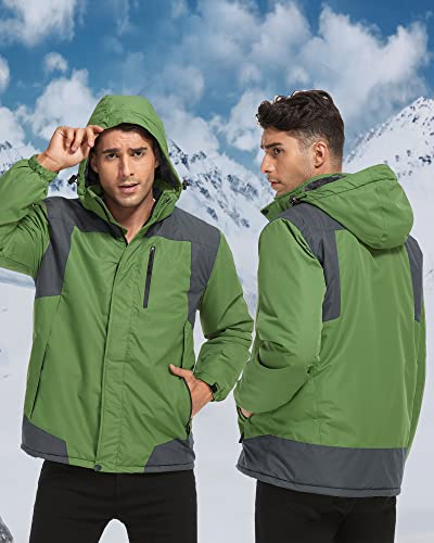 HDL Men's Winter Waterproof Ski Snow Jacket Winter Windproof Rain Jacket