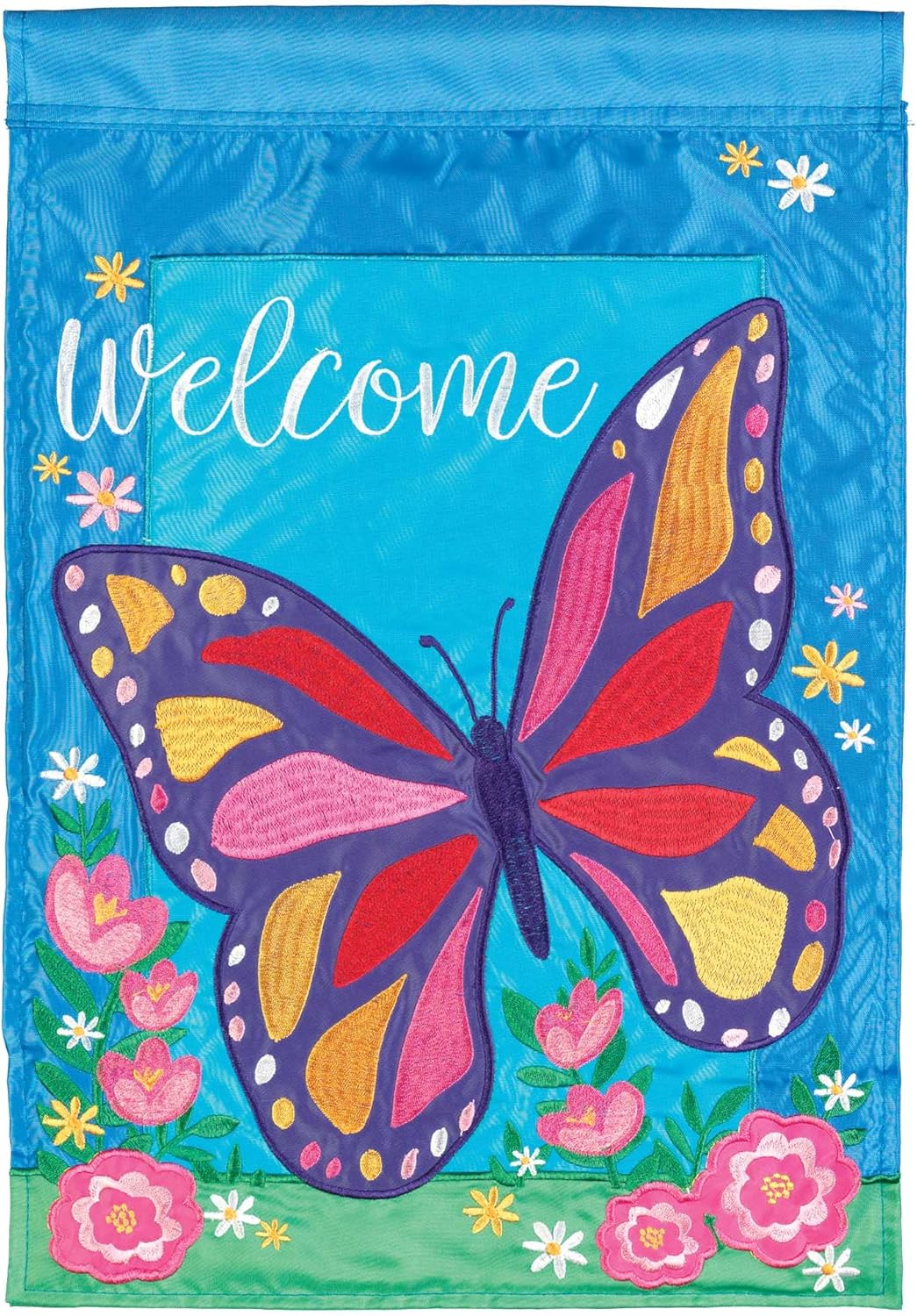 Magnolia Garden Welcome Large Butterfly 13 x 18 Inch Polyester Garden Flag