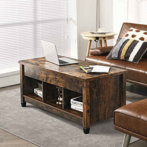 Moccha Wood Lift Top Coffee Table, Modern Cocktail Table w/Hidden Storage Compartment & Open Storage Shelf, Pop-Up Tabletop for Living Room Reception Room, Office (Espresso)