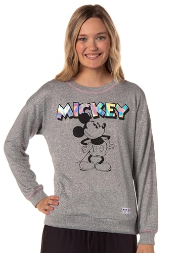 Disney Womens' Mickey Mouse Foil Long Sleeve Pajama Top Sleepwear Shirt