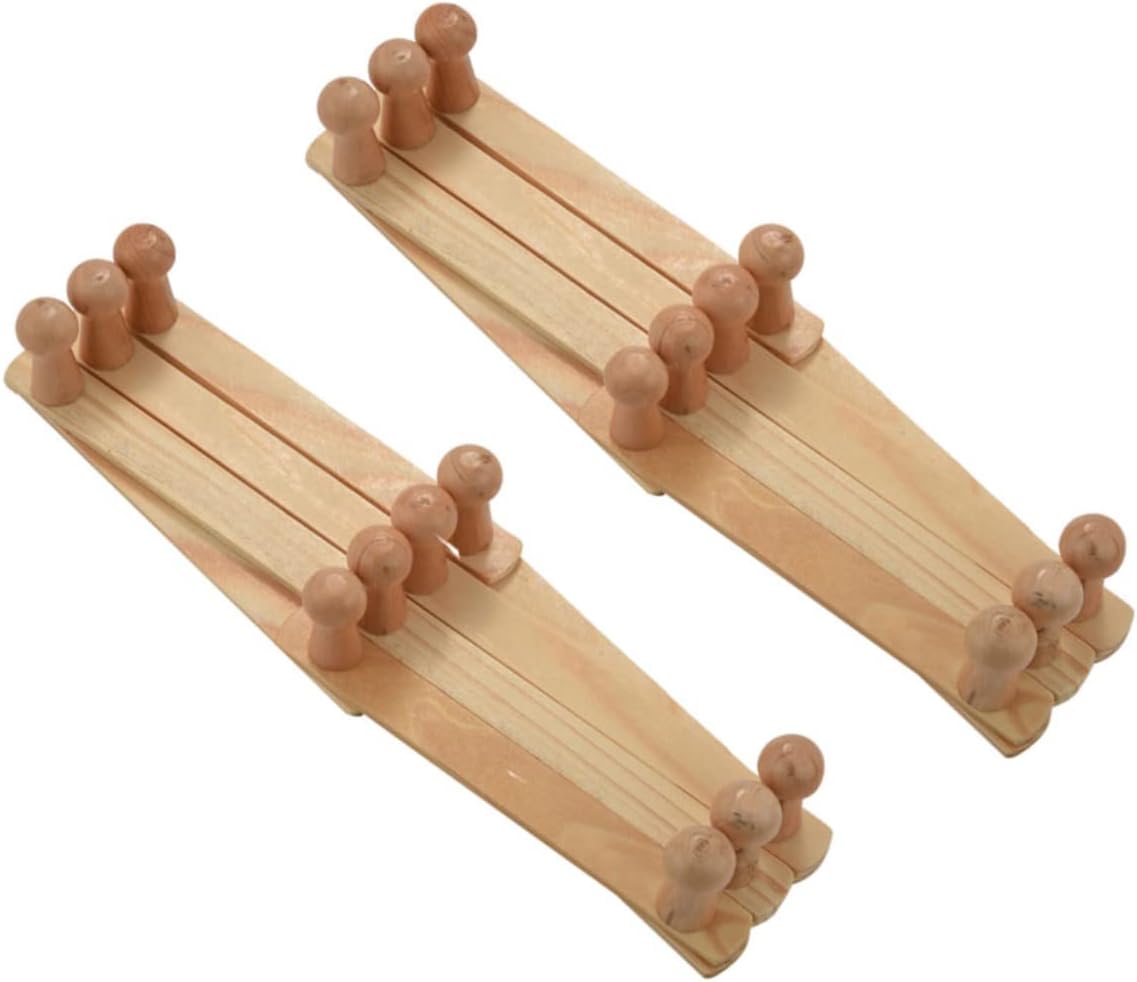 Accordion Wall Hanger 10 Hooks Pack of 2 Natural Wood Wall Mounted Expandable Accordion Peg Coat Rack Hanger 2 Pack