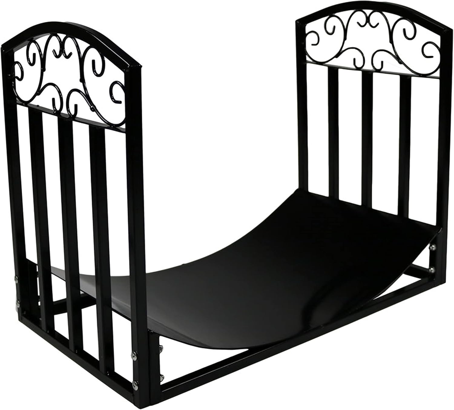 Sunnydaze 2-Foot Firewood Log Rack - Indoor/Outdoor Black Powder-Coated Steel Decorative Fireplace Wood Storage Holder