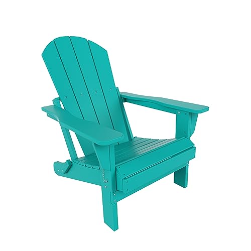WO Home Furniture Adirondack Chair Lounger Outdoor Folding for Fire Pit, Beach, Balcony, Backyard, Lawn, Patio, Pool, Deck, Garden (Teak)
