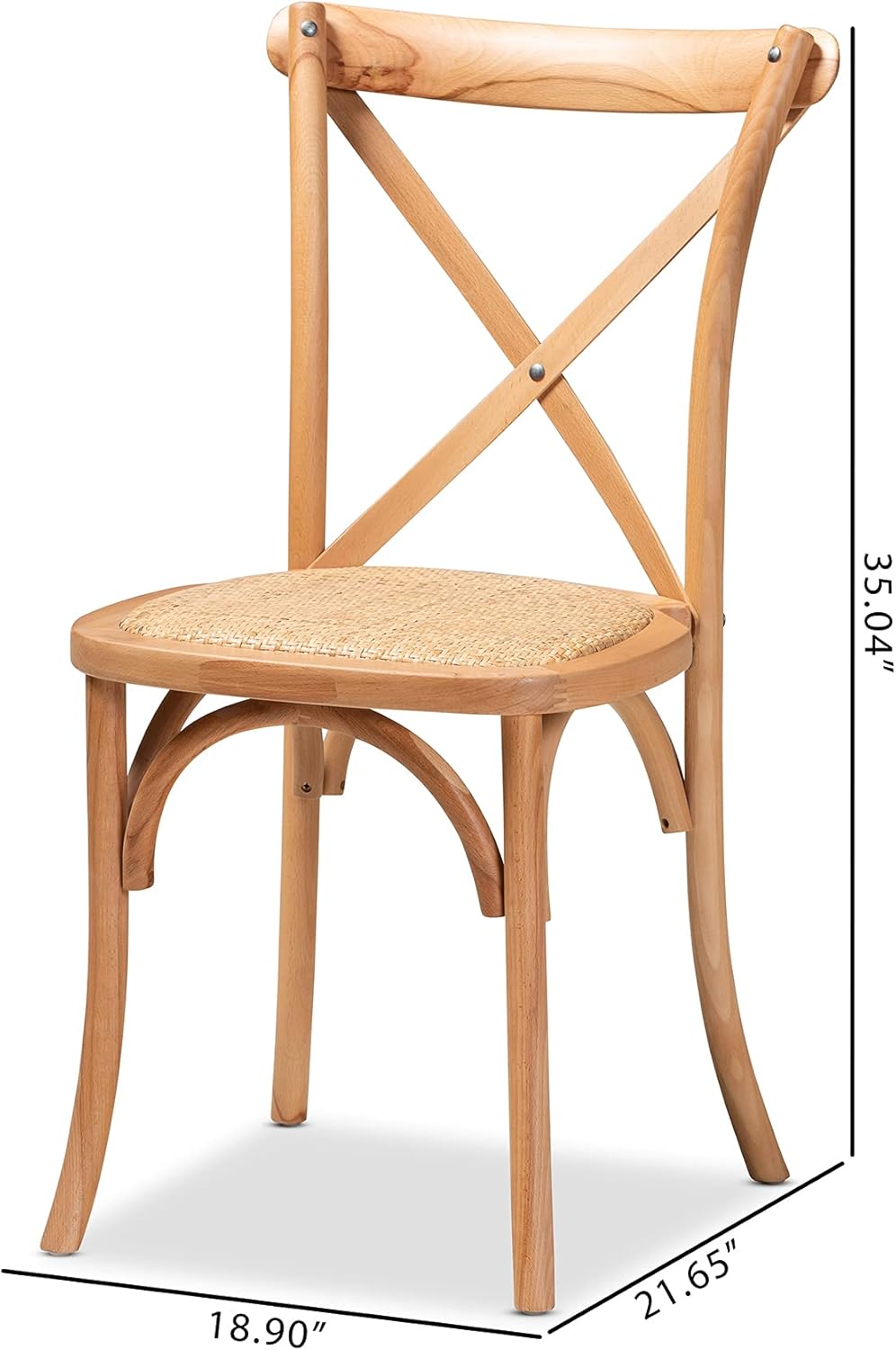 Baxton Studio Tartan Dining Chairs, Natural Brown