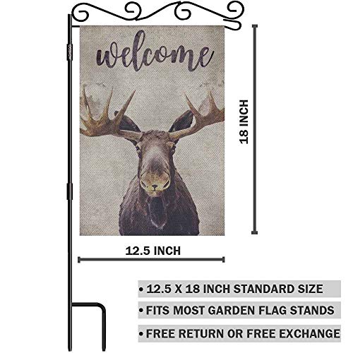 AOYEGO Welcome Flamingo Garden Flag Small Vertical Double Sided 12.5 x 18 Inch Tropical Flowers Summer Spring Pink and Green Leaf Burlap Yard Outdoor Decor