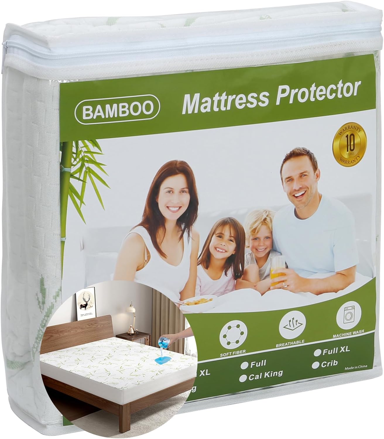 Queen Mattress Protector 100% Waterproof Mattress Protector Bamboo Mattress Cover Queen Size Bed Deep Pocket Fitted Up to 21