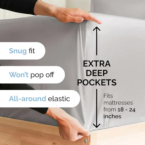 Extra Deep Pocket King Sheets - 4 Piece Breathable & Cooling Bed Sheets - Hotel Luxury Bed Sheet Set - Soft, Wrinkle Free & Comfy - Easily Fits Extra Deep Mattresses - Deep Pocket Navy Blue Sheets Set