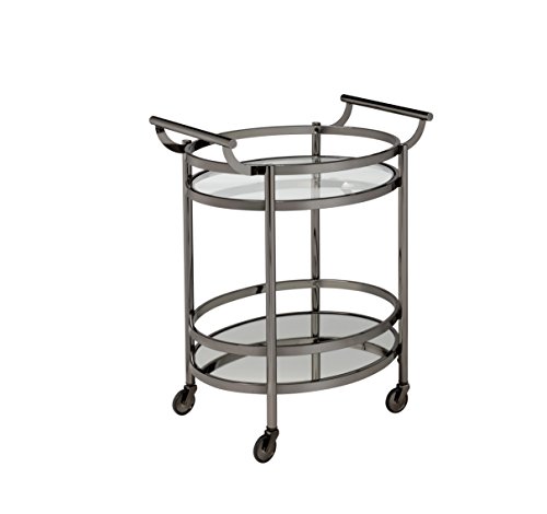 Acme Lakelyn Metal Frame Serving Cart with Bottom Shelf in Glass and Bronze