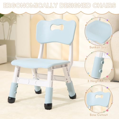 Todder Table and Chairs, 31.5''L x 23.6''W Sturdy kids Activity table with Stainless Steel Legs, Kids Table and 2 Chairs with Anti-Slip Foot Covers, Graffiti Desktop