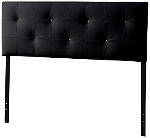 Baxton Studio Dalini Modern and Contemporary Full Black Faux Leather Headboard with Faux Crystal Buttons