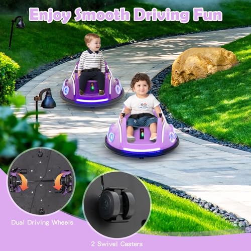 Costzon Bumper Car for Kids, 12V Electric Ride on Bumper W/Remote Control, 360 Degree Spin, Flashing Lights, Built-in Music & Wireless Connection, Toddler Bumper Cars for Boys Girls 3-8 Gift (Blue)