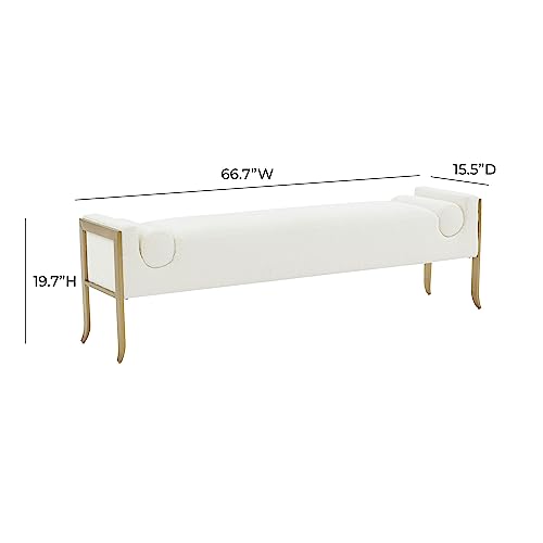 Tov Furniture INES Cream Textured Velvet Bench