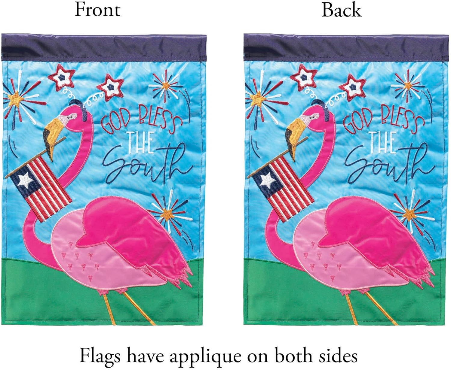 Magnolia Garden God Bless South Patriotic Flamingo 29 x 42 Inch Polyester Garden Flag