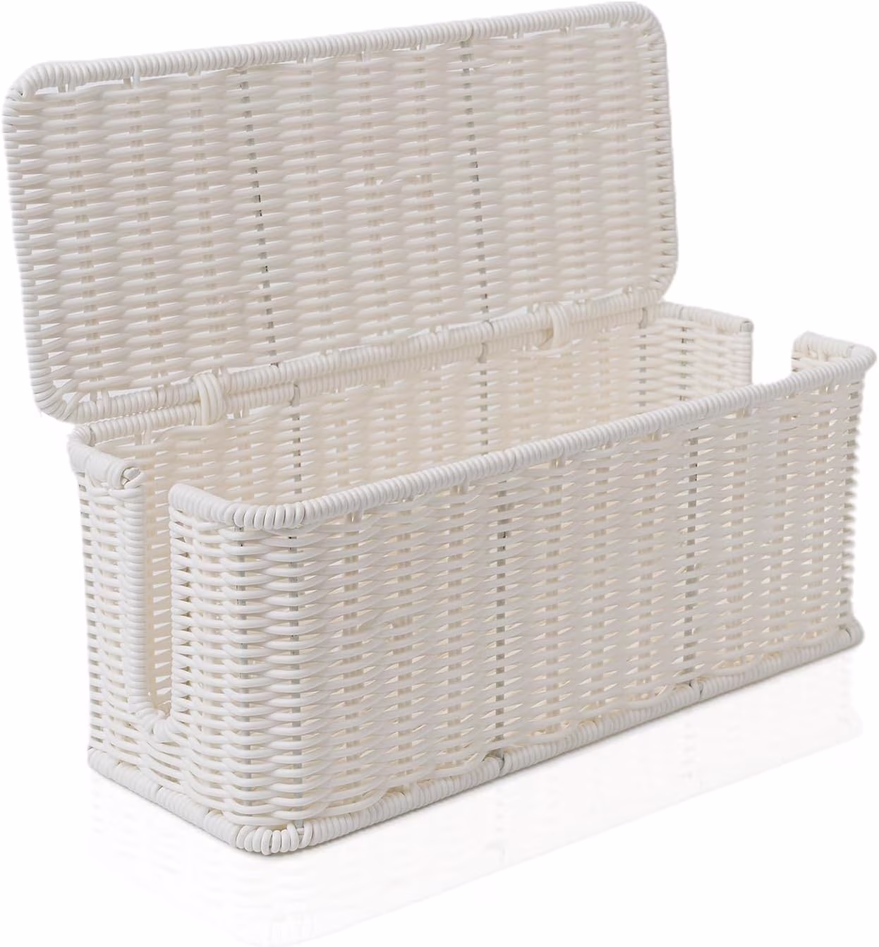 Cable Management Box, Handmade Rattan Cable Organizer, 2 Open Slots Cords Hider Box, Under Desk Cord Organizer for Computer Router USB Hub & Power Strip, Patent Pending, 13" x 5.1" x 5.1"