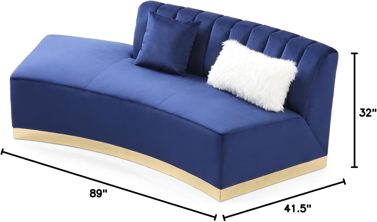 Brentwood Armless Velvet Curved Sofa in Blue PF-G0432-SCH