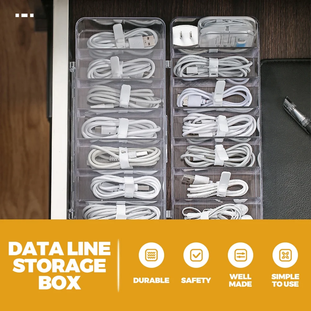 Data Cable Storage Box Cable Cord Storage Storage Case Wooden Hub Cable