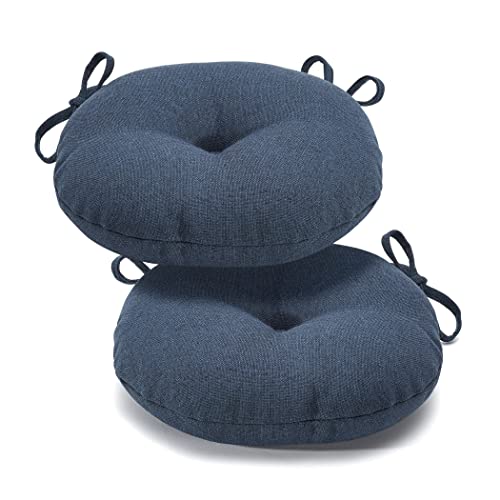 Klear Vu Bistro Outdoor Round Seat Cushions, Wellfleet Bay Woven Revolution Performance Fabric (Set of 2), 2 Count (Pack of 1), Natural