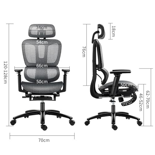 Ergonomic Office Chair with Footrest Mesh Swivel Chair High Back Mesh Executive Chair with Lumbar Support 3D Armrest & Adjustable Headrest Computer Desk Chair for Conference Reception