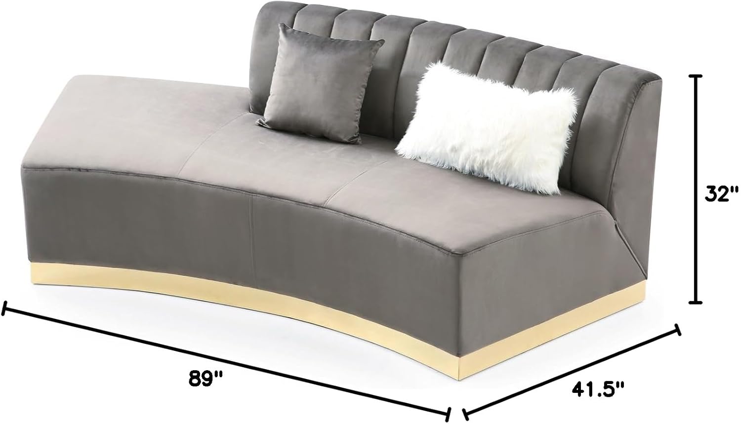 Brentwood Dark Gray Armless Velvet Curved Sofa PF-G0430-SCH