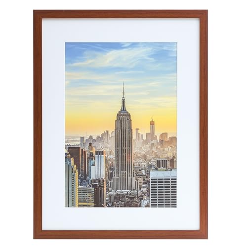 Frame Amo 16x22 Black Picture Frame with 11.5x17.5 White Mat Opening for 12x18 Image, 1 Inch Border, Acrylic Face