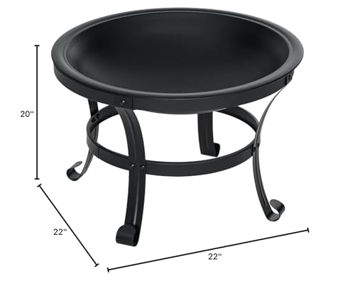SINGLYFIRE 26 Inch Fire Pit for Outside Outdoor Wood Burning Firepit Bowl Heavy Duty Bonfire Pit Steel Firepit for Patio Backyard Camping Deck Picnic Porch with Spark Screen,Log Grate,Poker