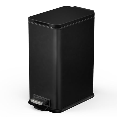 Home Zone Living 4.4 Gallon Slim Kitchen Trash Can, Stainless Steel, Step Pedal, 16.7 Liter