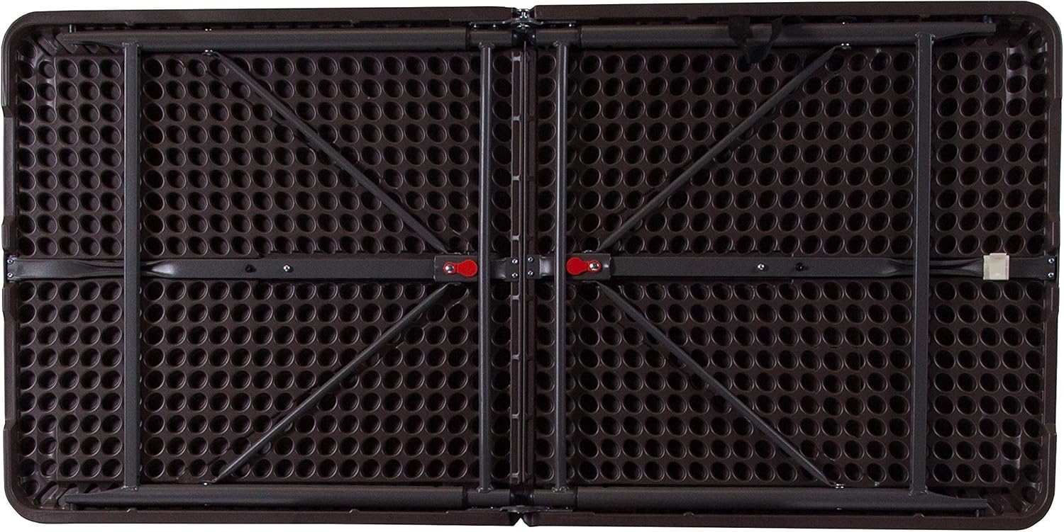 BizChair 4-Foot Height Adjustable Bi-Fold Brown Plastic Folding Table with Handle