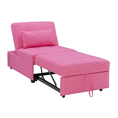 Powell Hot Pink Marnie Convertible Sofa Bed with Matching Roll Pillow