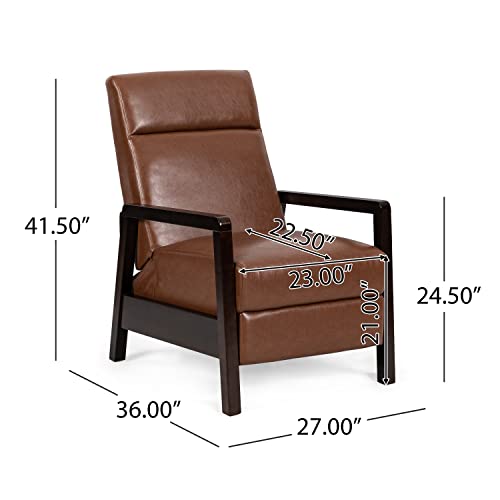 Christopher Knight Home Fernhill Recliner, Cognac Brown + Dark Espresso