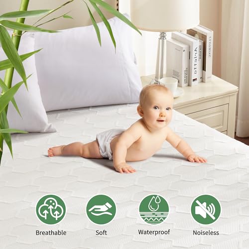 2 Pack Queen Size Waterproof Mattress Protector, Cooling Mattress Pad Cover 3D Air Fabric, Breathable Noiseless Bed Mattress Pad Fitted with Deep Pocket 8