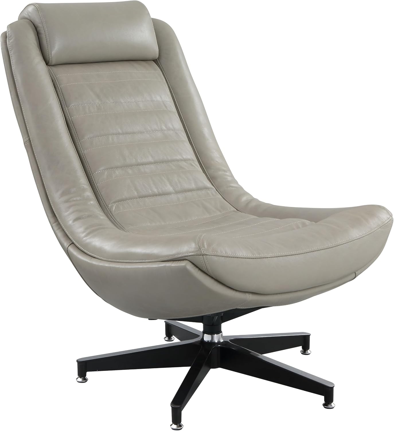 Acme Piran Top Grain Leather Accent Chair with Swivel in Twilight Gray