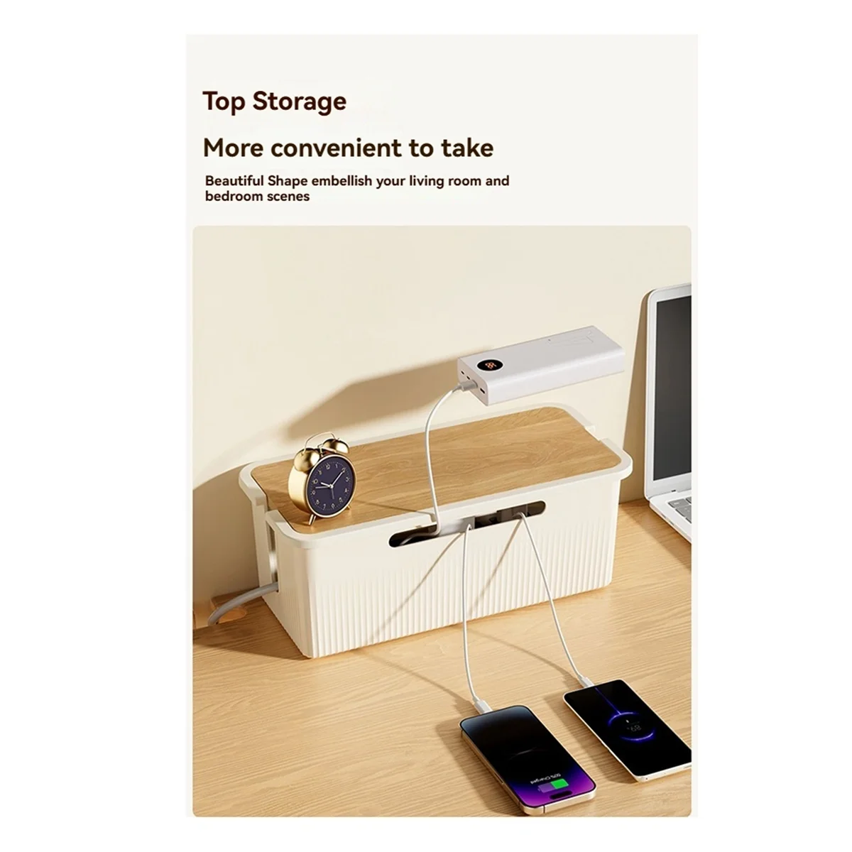 Cable Management Box with Lid to Hide Wires& Power Strips Desk Computer Cable Organizer Box A 32x15x12.5cm