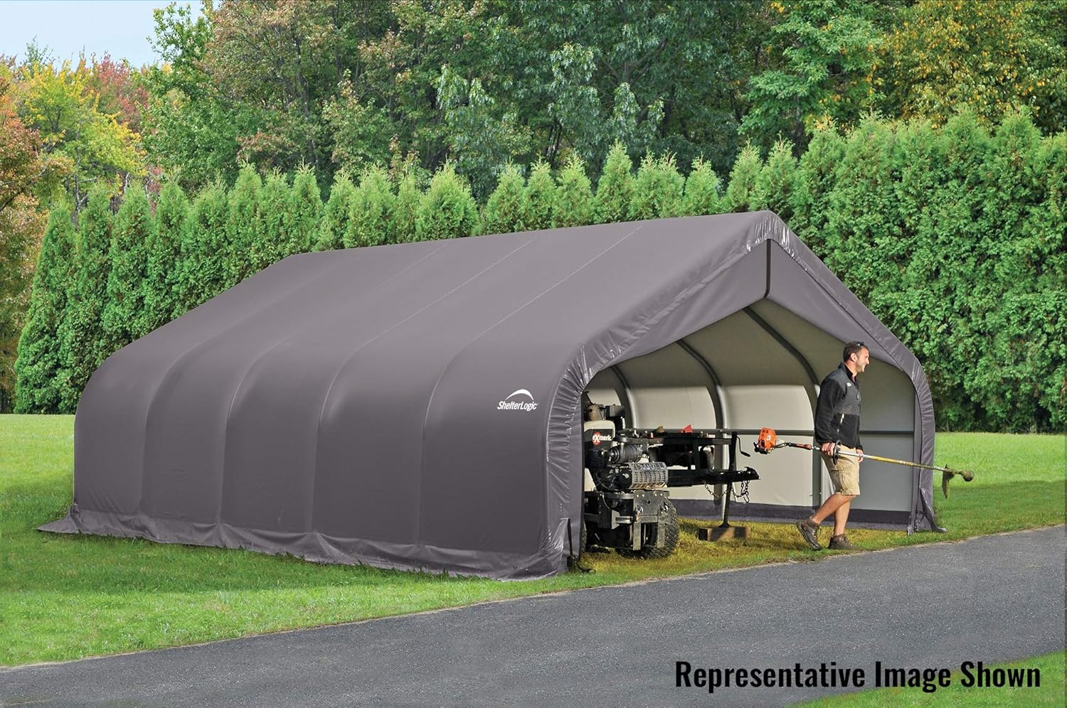 ShelterLogic 80005 Grey 18'x28'x9' Peak Style Shelter