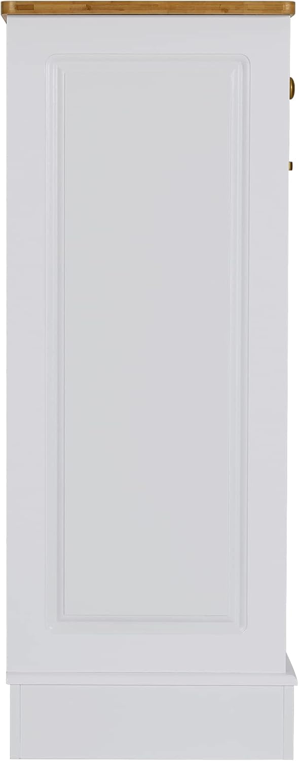 UEV Double Kitchen Trash Cabinets,Two Tilt Out Trash Cabinets with Solid Hideaway Drawers,Free Standing Wooden Kitchen Trash Can Recycling Cabinet Trash Can Holder (White)