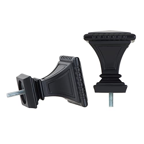 Ivilon Carved Square Finials for Curtain Rods of 1 and 1-1/8 Inch Diameter Color Satin Nickel