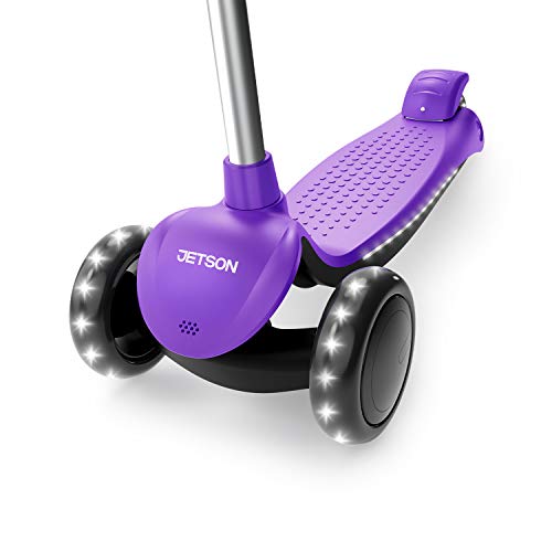 Jetson Lumi 3 Wheel Light-Up Kick Scooter for Girls or Boys, Ages 3+ - Max Grip Light Up Deck and PVC Wheels- Adjustable Height