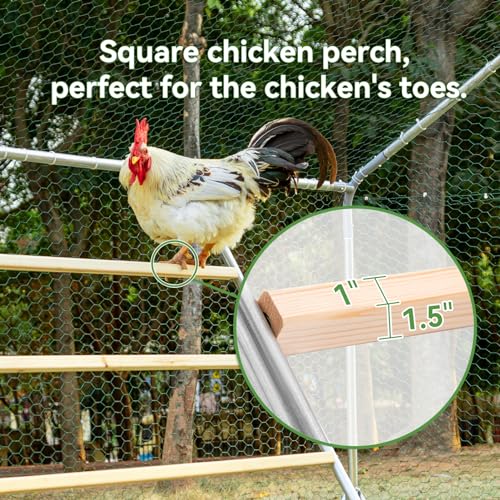 PETSFIT Chicken Coop Run with Anti-Rust Durable Steel, Large Walk-in Poultry Cage Chicken Runs for Yard with Cover, Chicken Pen for Outdoor Farm Use, Duck House(118