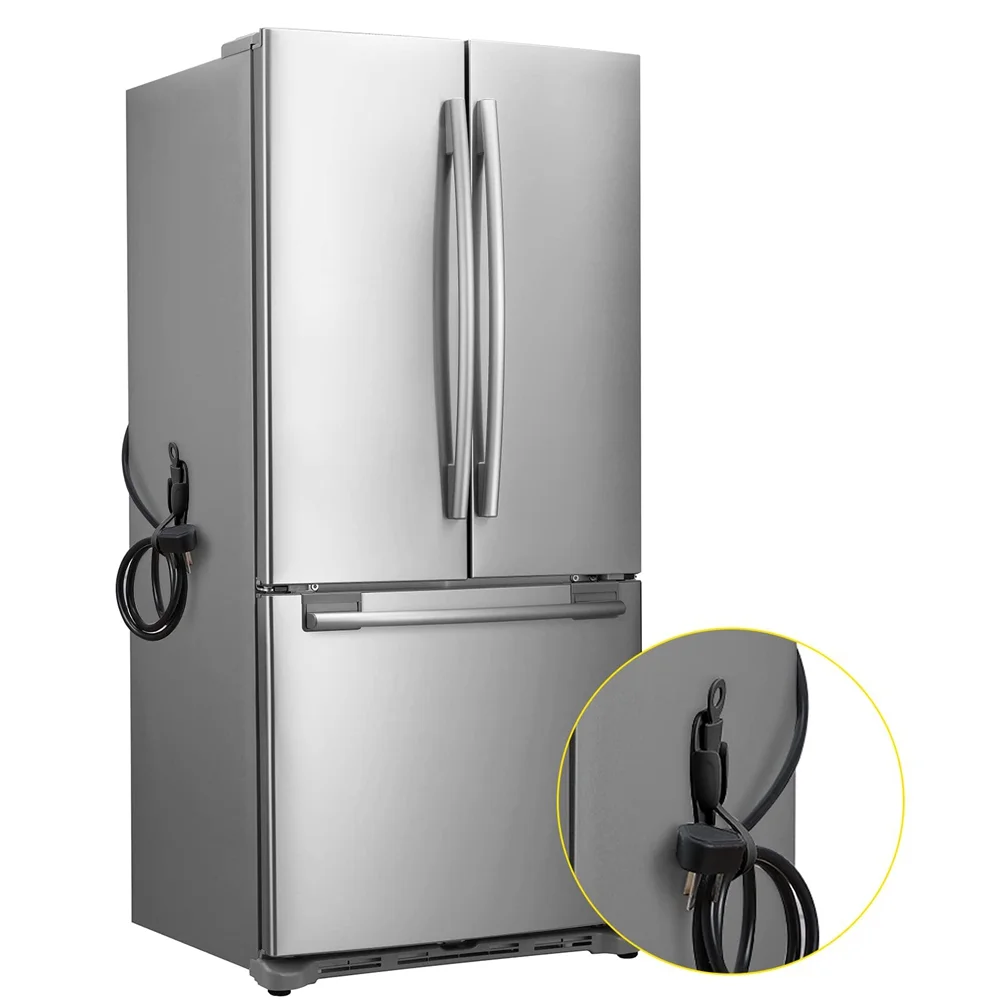 12Pcs Cord Bundlers Organizer for Appliances, Self Adhesive Kitchen Appliance Silicone Holder Black