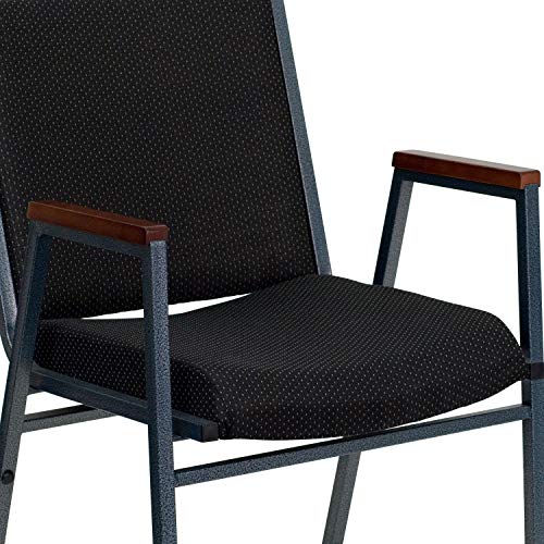 Flash Furniture HERCULES Series Heavy Duty Gray Fabric Stack Chair with Arms and Ganging Bracket