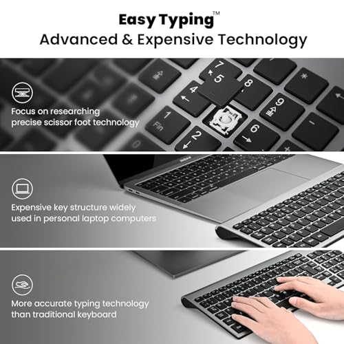 cimetech Wireless Keyboard, EasyTyping Compact Full Size Wireless Computer Keyboard 2.4G Ultra-Thin Sleek Design for Windows, Computer, Desktop, PC, Notebook, Laptop, Mac - Grey