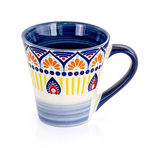 Elama Multicolored Round Stoneware Mandala Pattern Dinnerware Set, 16 Piece, Green