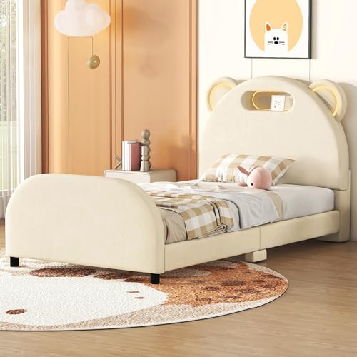 Twin+Full Velvet Upholstered Platform Bed Set with Semicircular Headboard,Bedroom Solid Wood Double Bed Frame w/Slat Support & No Box Spring Required,for Adult Kid Boy Girl Teen,Pink