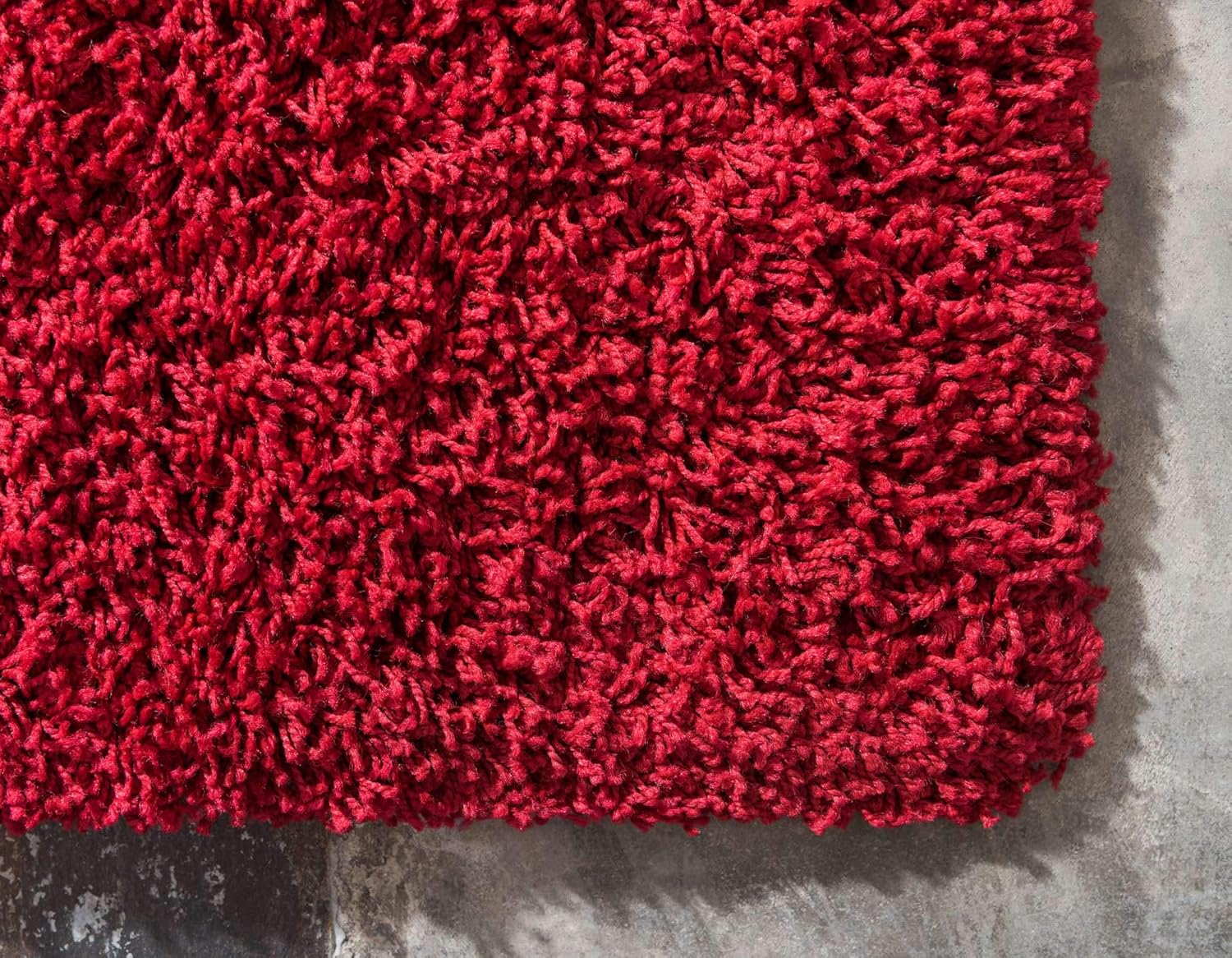 Unique Loom Solid Shag Collection Area Rug (8' x 10' Rectangle, Cherry Red)