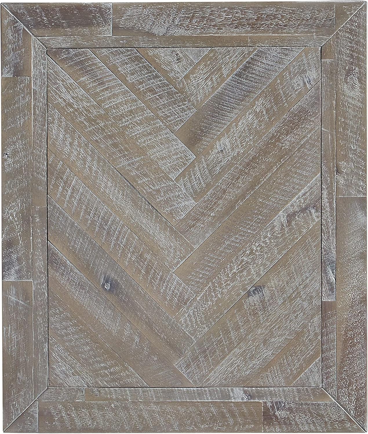 Modus Herringbone Solid Wood One Drawer End Table in Rustic Latte