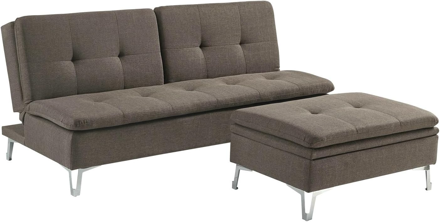 Attractive Style Chocolate Color 1Pc Sofa Bed Fabric Upholstered Plush Seating Modern Living Room Furniture