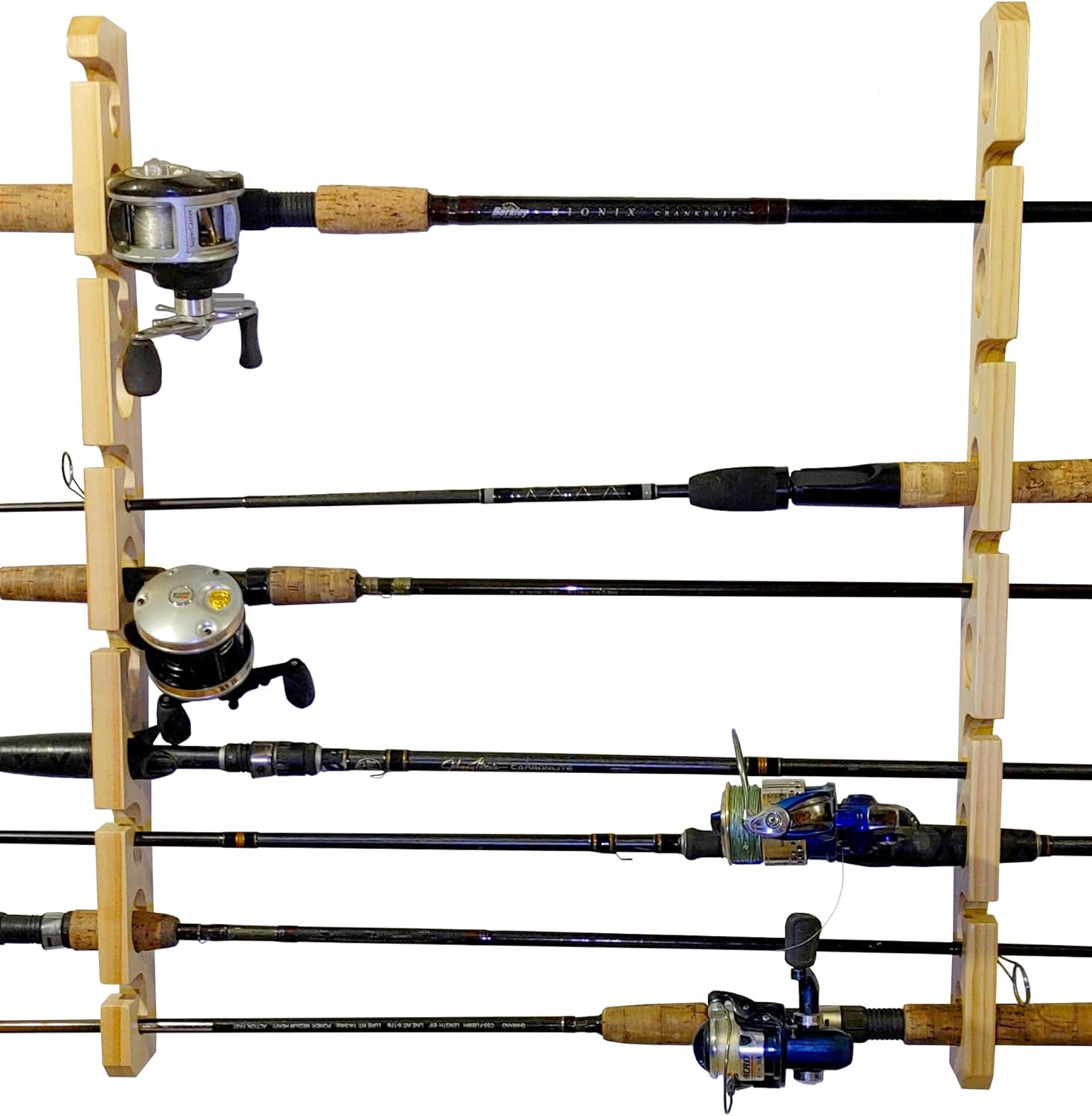 Old Cedar Outfitters Solid Pine Ceiling and Wall Fishing Rod Rack