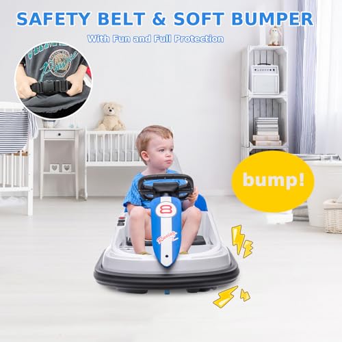 Bumper Car for Toddlers, GAOMON New Designed 6V Electric Ride On Toys for Kids 1.5-6 Years, w/Steering Wheel, 360 Degree Spin, 2-Speeds, Lights, Music & Horn, Safety Belts, Best for Birthday, Pink